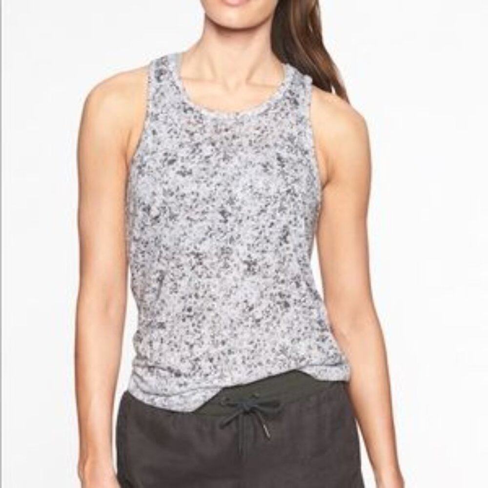 Athleta Breezy Printed Cutout Grey Tank Size XS